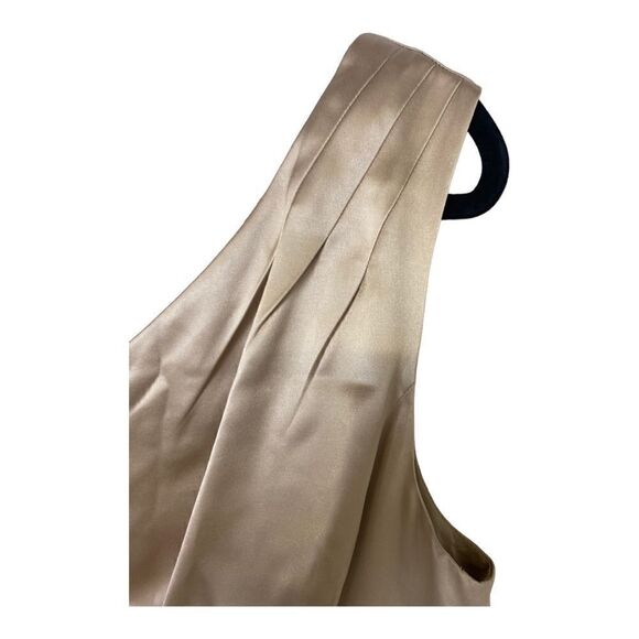 #155- J CREW Champaign silk one shoulder cocktail dress - Picture 2 of 10